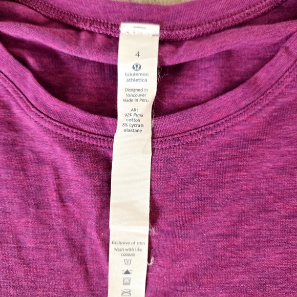 LULULEMON Shirt Trapeze Long Sleeve Heathered Regal Plum Pima Cotton Women's 4 - Picture 6 of 7